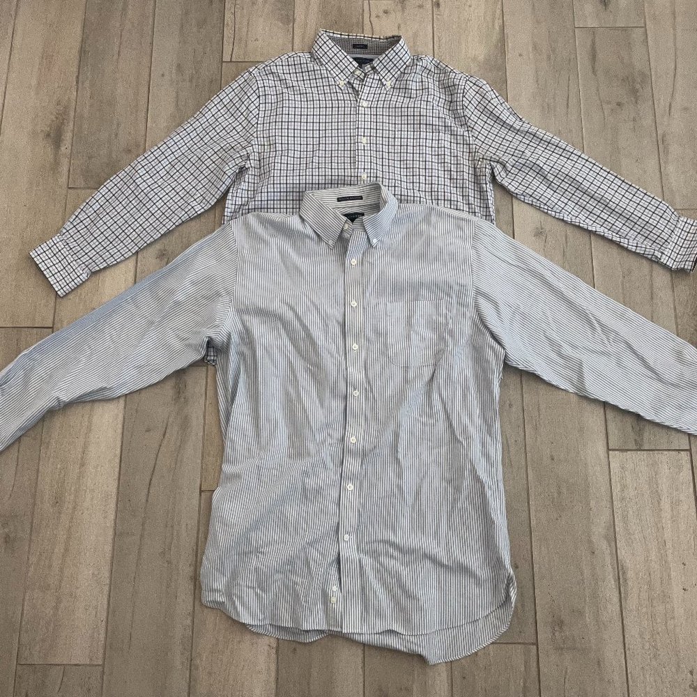 LOT Land's End Supima Cotton No Iron Oxford Tommy Hilfiger Slim Fit Shirt 16 1/2